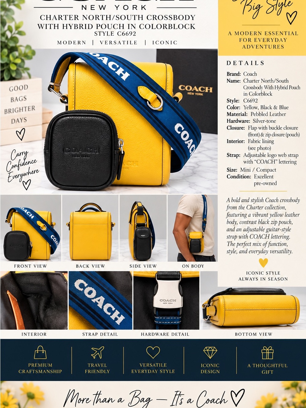 Coach Carter North/South Crossbody for Him/Her